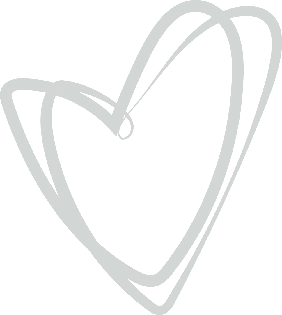 Minimalistic Gray Heart Doodle Floating on Transparent Background