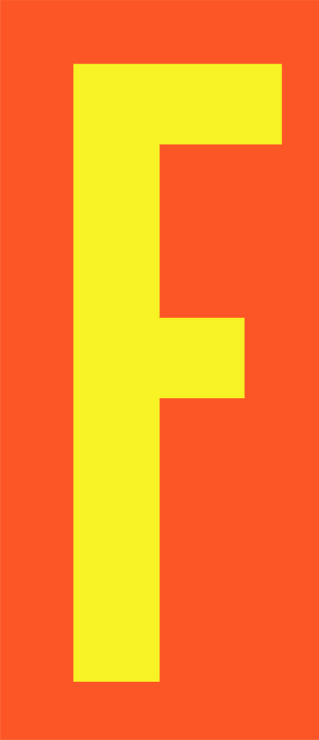 Bold Geometric Letter F on Transparent Orange-Red Background