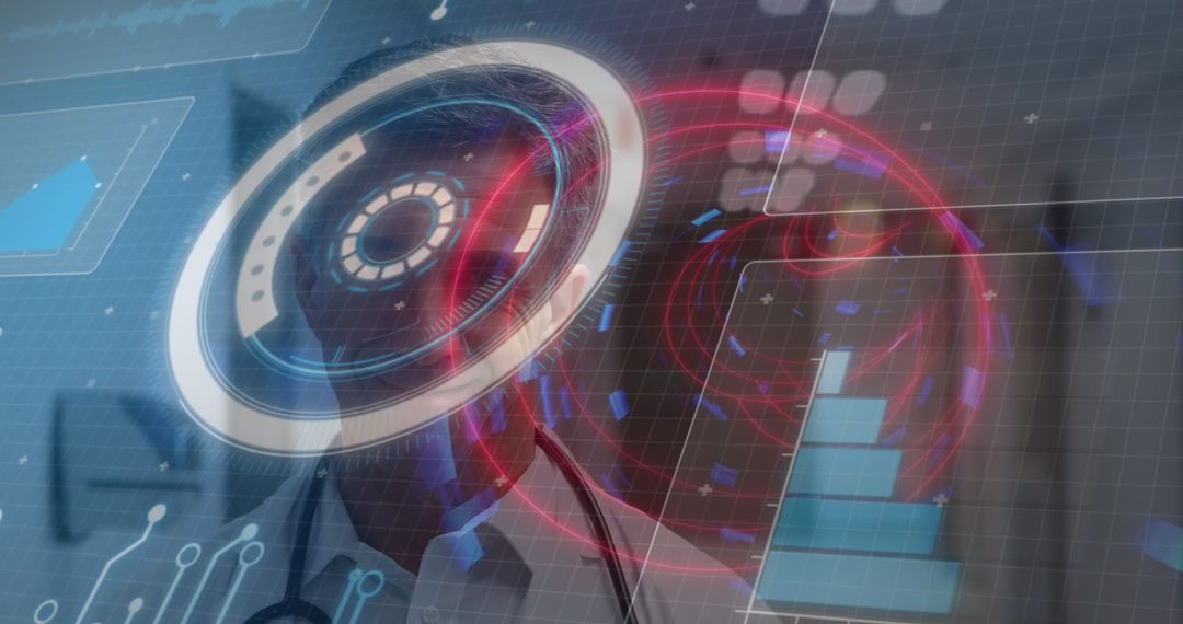 Futuristic AI Interface Merging with Healthcare Technology