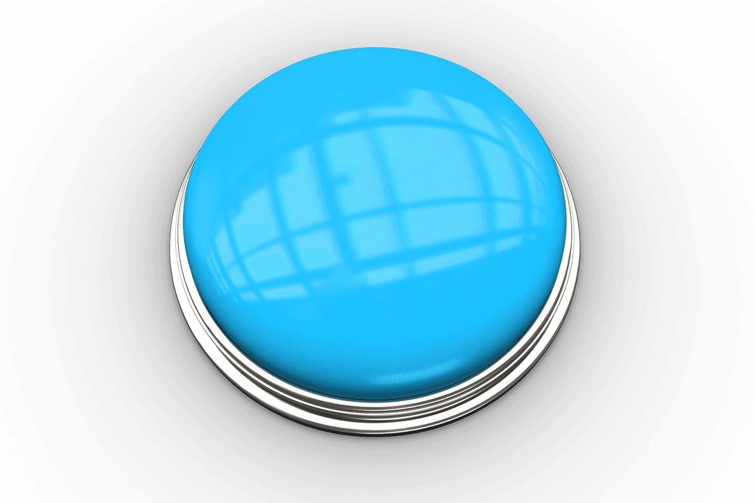 Blue Spherical Button Isolated on Transparent Background