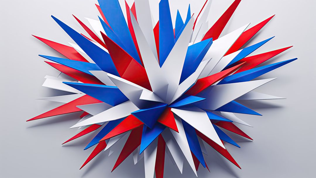 Abstract 3D Starburst with Red White Blue Shards Art Design