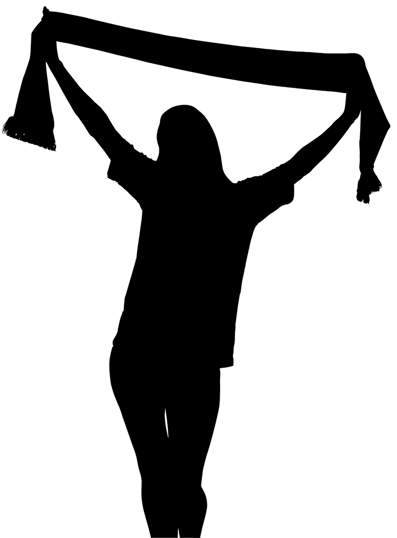 Digital Silhouette of Female Supporter with Scarf on Transparent Background