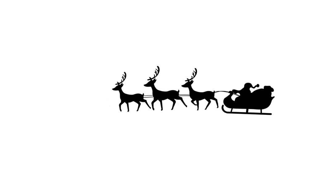 Silhouette of Santa's Sleigh with Reindeers on White Background - Free Images, Stock Photos and Pictures on Pikwizard.com