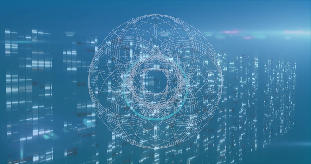 Digital Globe Overlay in High-Tech Server Room