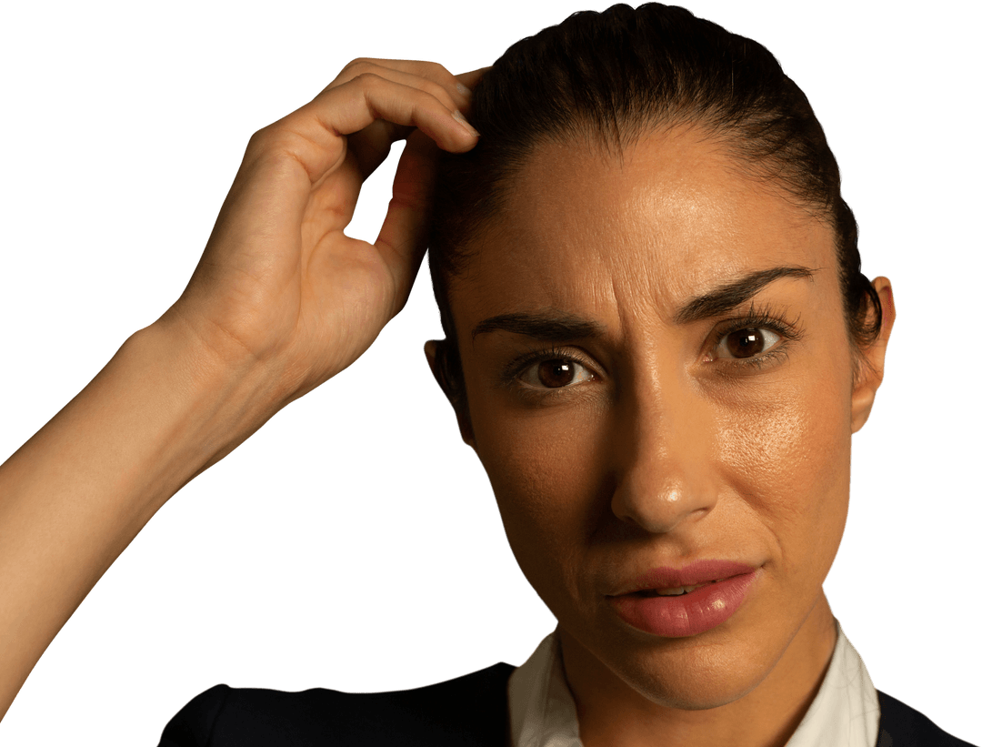 Caucasian Businesswoman Thinking with Transparent Background