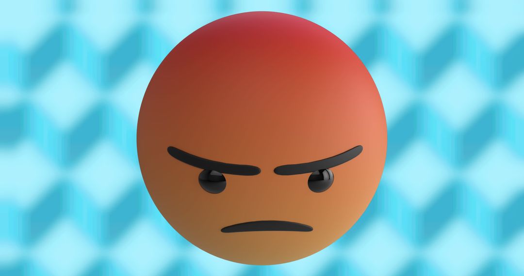 3D Angry Emoji with Intense Expression on Abstract Background