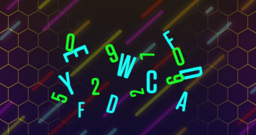 Futuristic Digital Letters on Neon Background