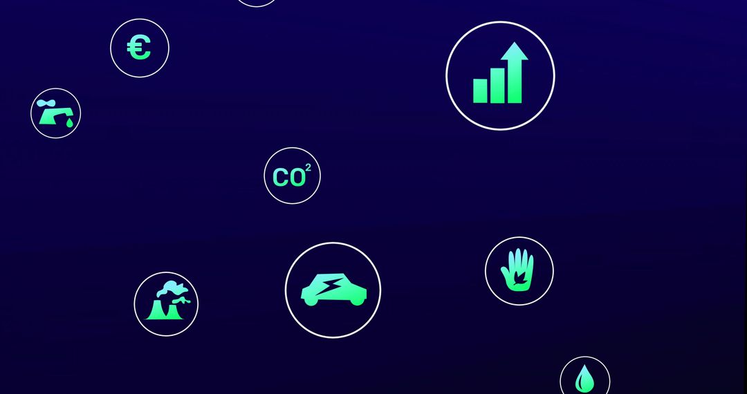 Eco-Sustainability and Innovation Concept with Neon Icons and Copy Space
