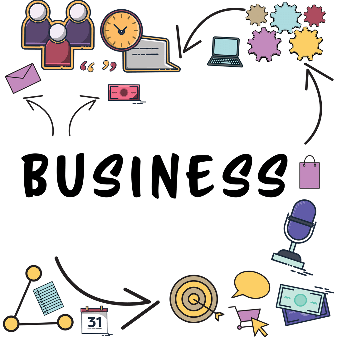 Circular Business Workflow Infographic on Transparent Background
