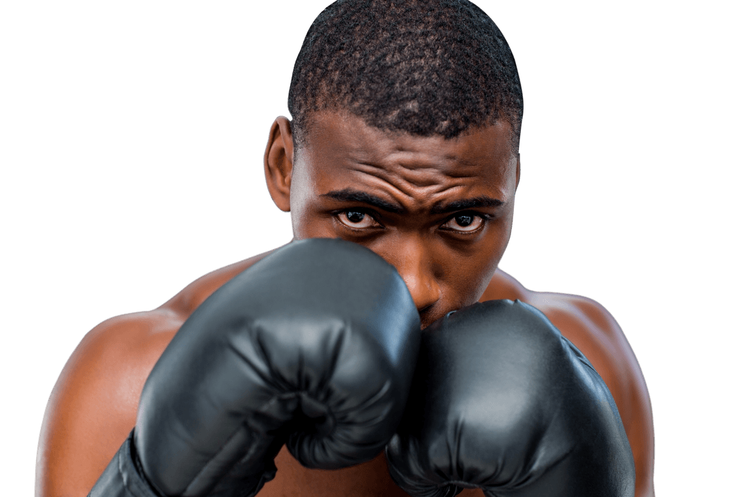 African American Male Boxer with Gloves on Transparent Background - Download Free Stock Images Pikwizard.com