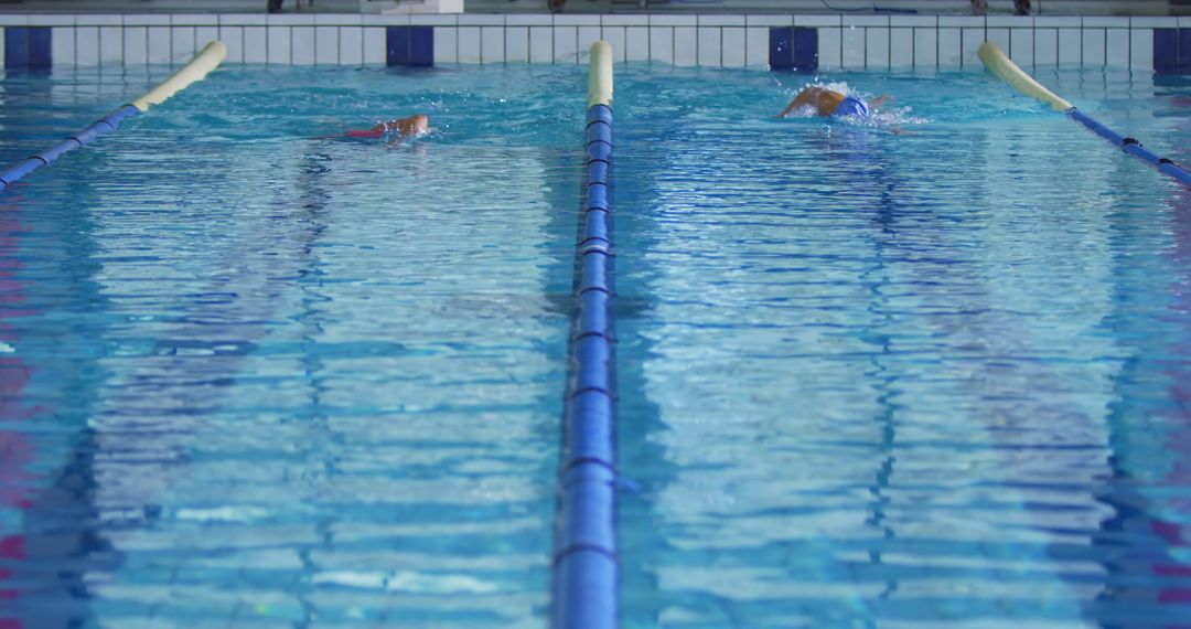 Competitive Swimmers Racing in Indoor Pool - Free Images, Stock Photos and Pictures on Pikwizard.com