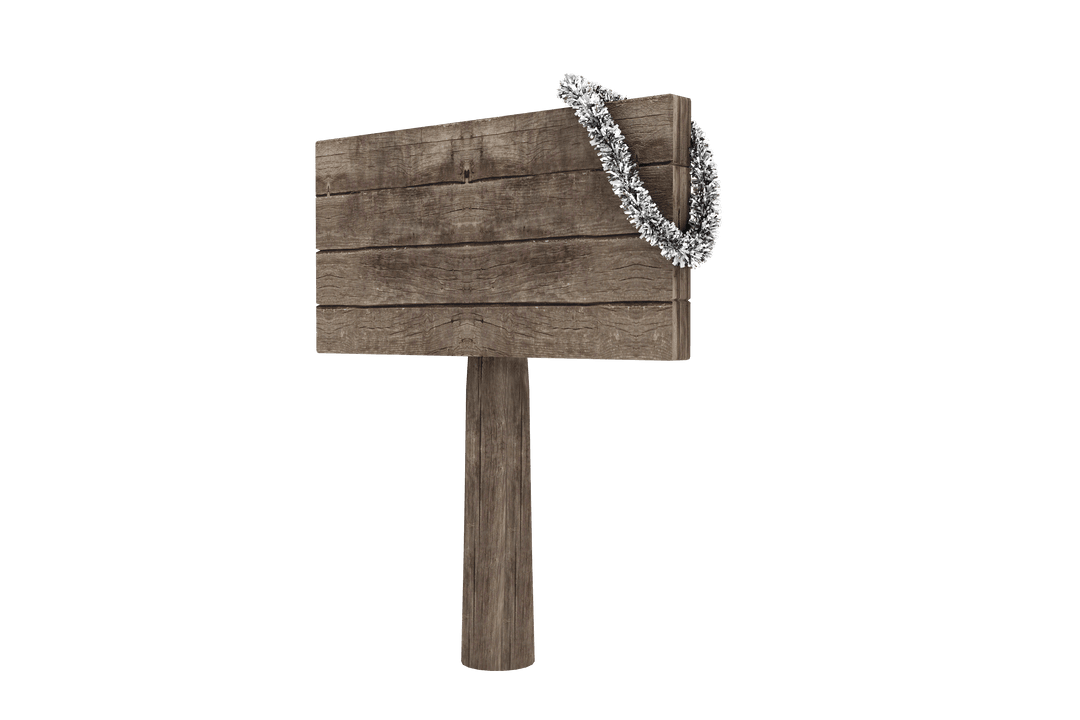 Transparent Rustic Wooden Signboard with Christmas Garland