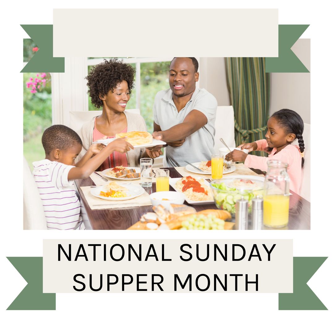 Family Enjoying Sunday Supper in Dining Room
