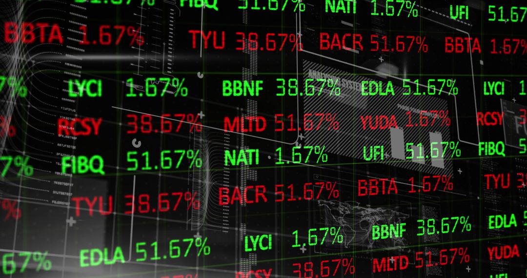 Stock Market Data and Holographic Interface Wall with Financial Analytics