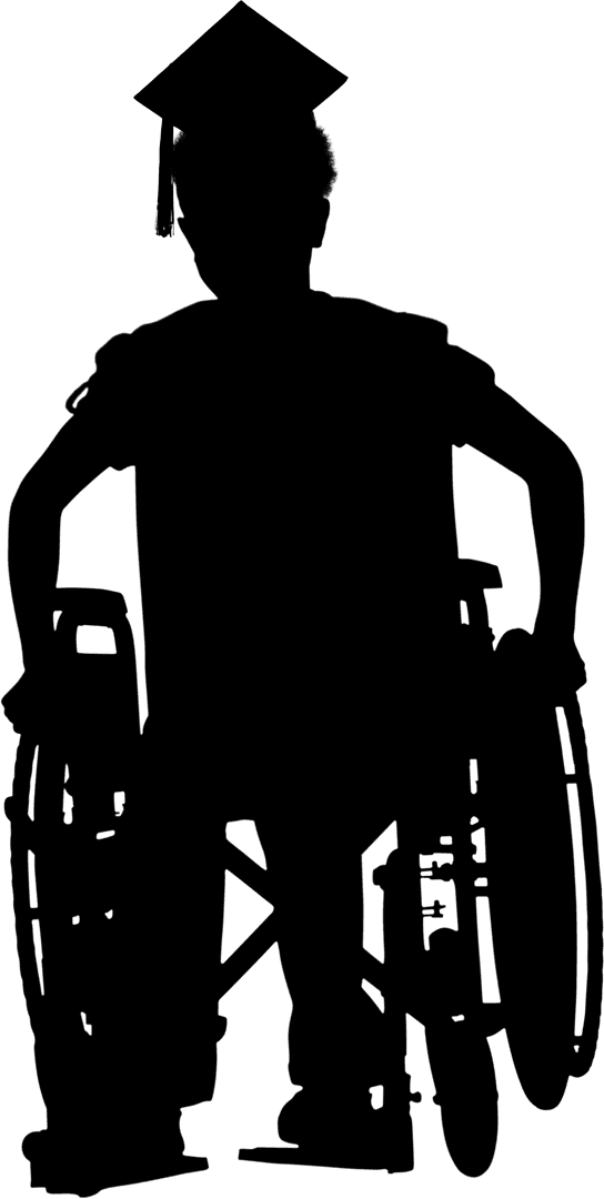 Transparent Silhouette Student in Wheelchair Graduating