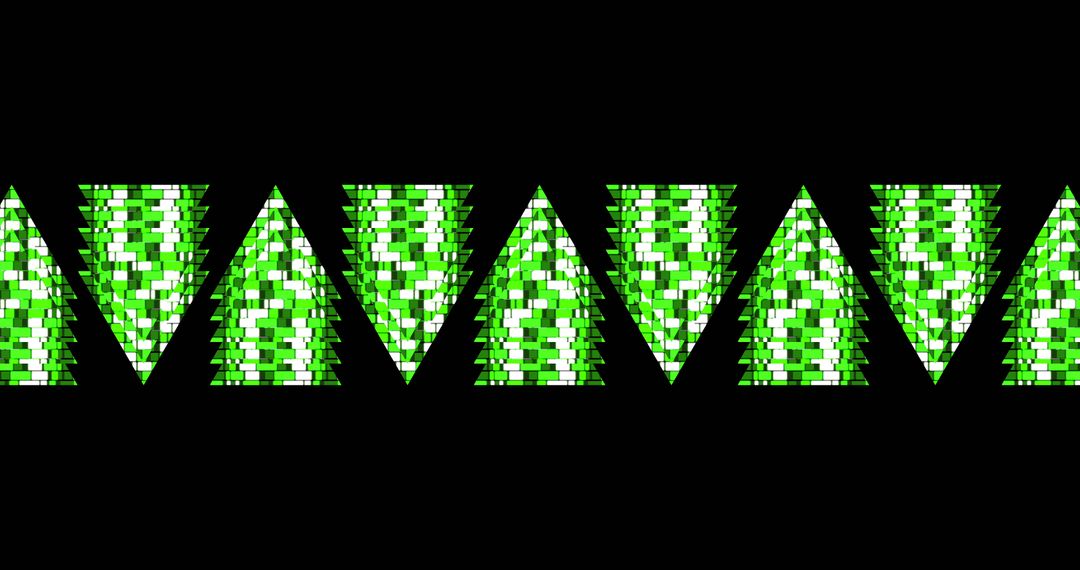 Green Pixelated Triangular Pattern on Black