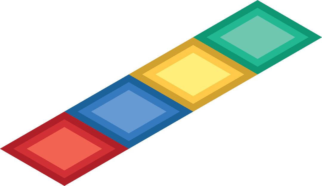 Colorful Geometric Blocks on Transparent Background