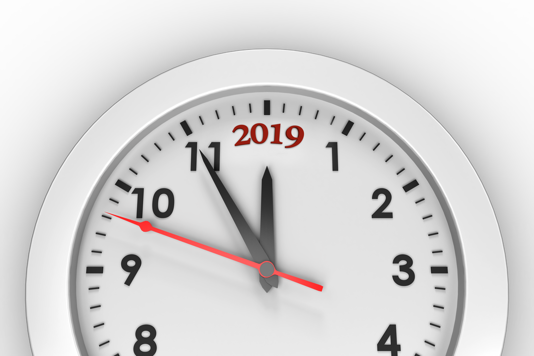 Transparent 2019 Clock with Red Hands on Black Background - Download Free Stock Images Pikwizard.com