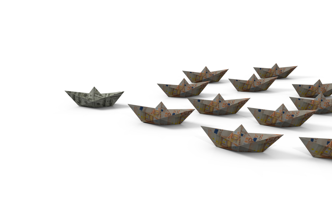 Paper Boats in Transparent Background Highlighting Leadership - Download Free Stock Images Pikwizard.com