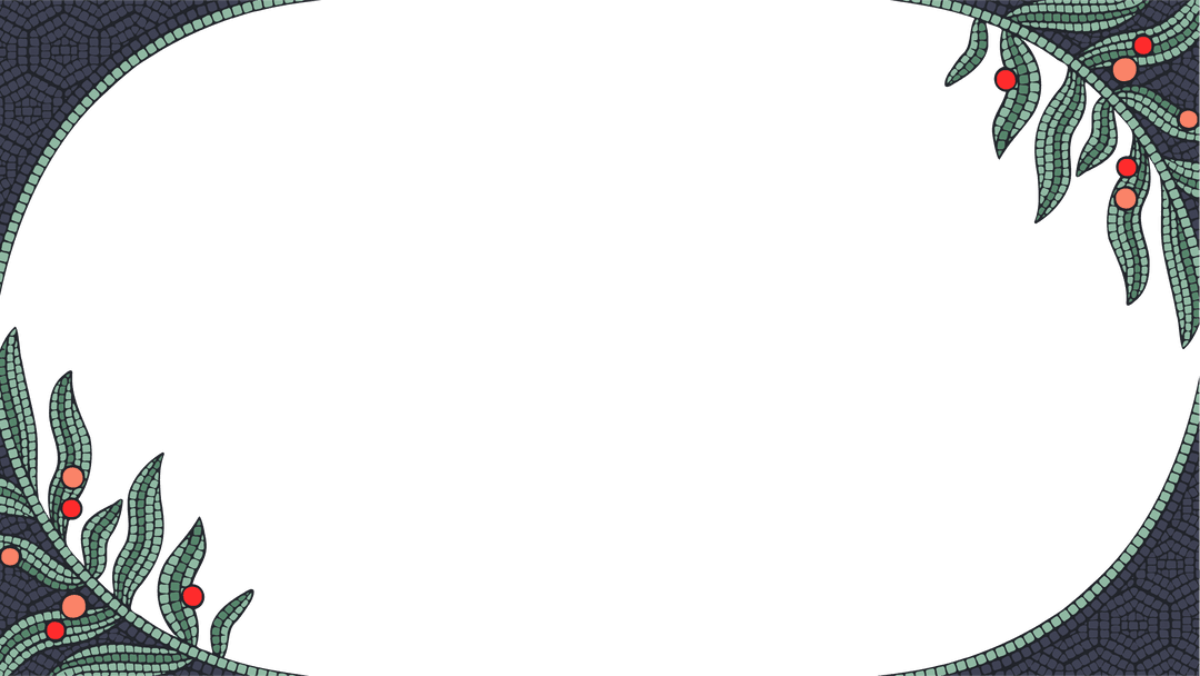 Elegant Transparent Mosaic Border with Leaf and Berry Clusters