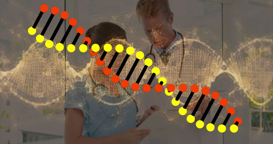 Genetic Research Team Analyzing Digital DNA Data