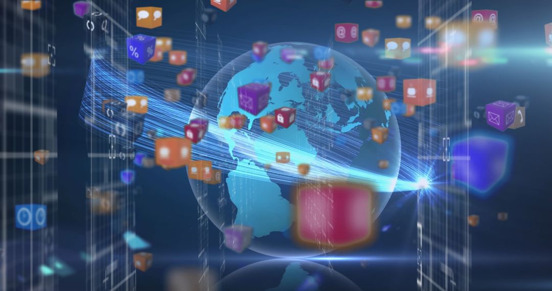 Global Network Connections with Data Icons