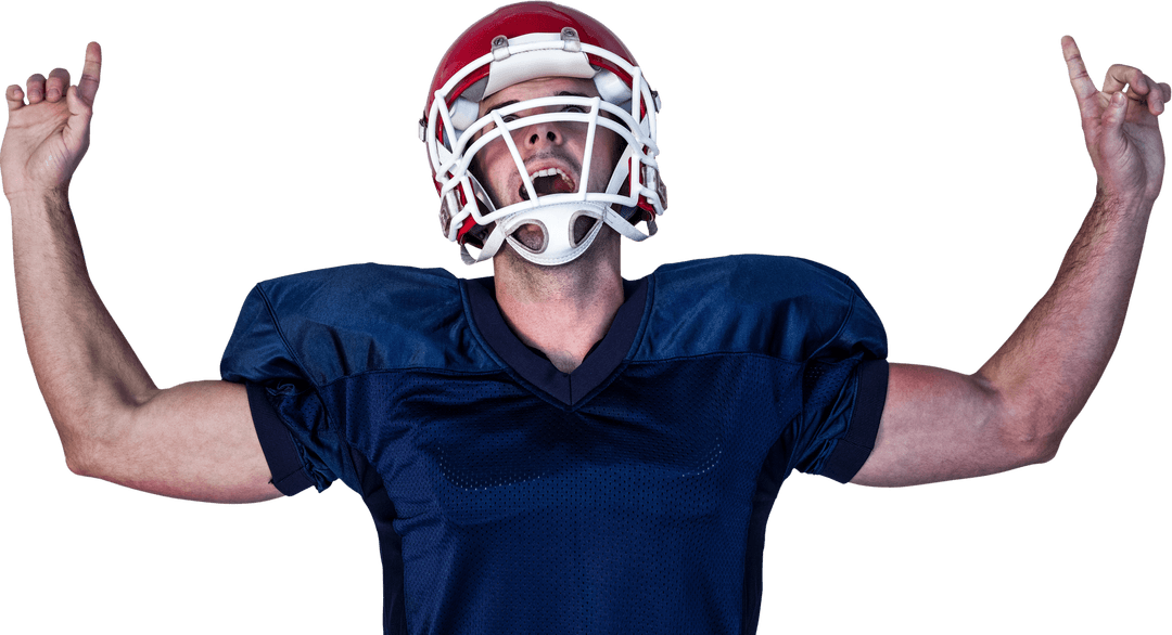 Rugby Player Celebrating Victory with Transparent Background
