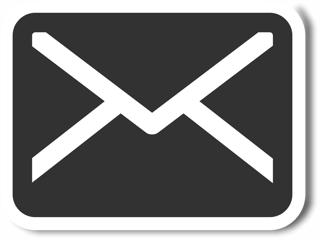 Black Envelope Icon on Transparent Background for Mailing Themes