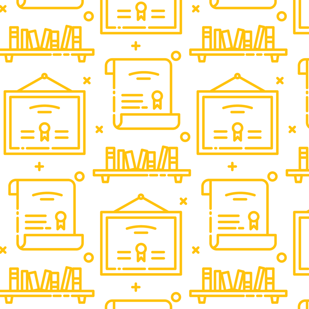 Yellow Educational Diploma Pattern on Transparent Background