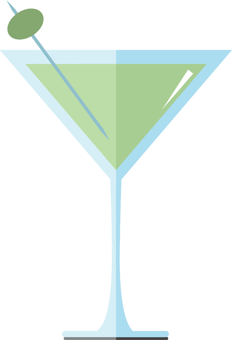 Transparent Martini Glass with Olive Icon Vector Art