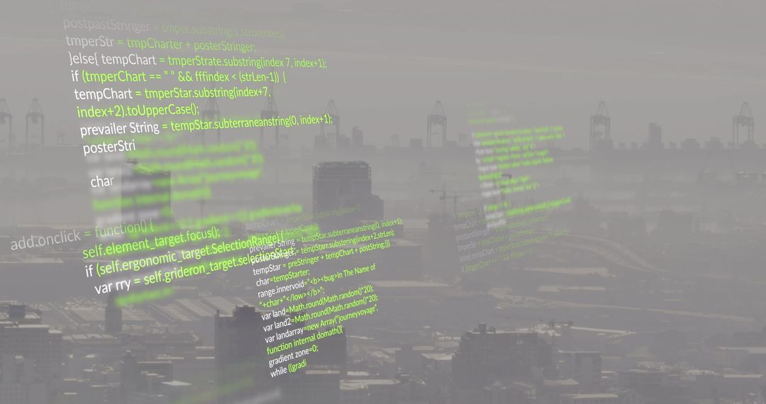 Data Processing Interface Overlooking Urban Cityscape