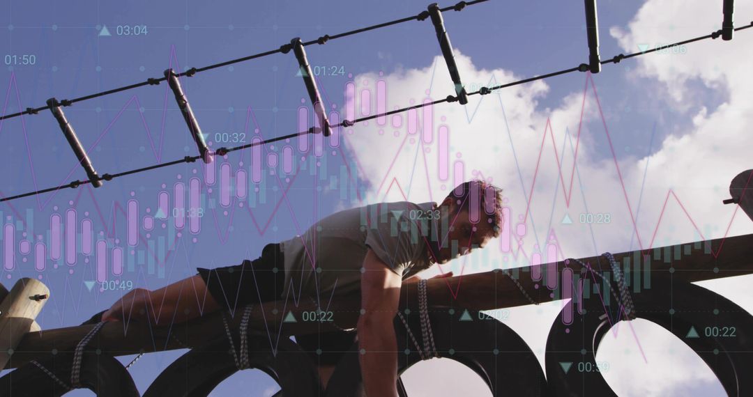 Adventure Fitness Concept with Financial Chart Overlays