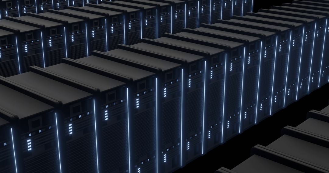 Rows of high-tech data servers in modern data center