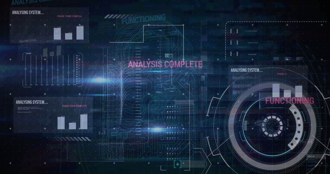futuristic digital interface with data analysis system display - Free Images, Stock Photos and Pictures on Pikwizard.com