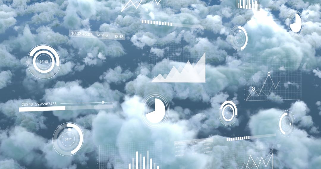 Futuristic Data Interfaces on Clouds Emphasizing Cloud Computing - Free Images, Stock Photos and Pictures on Pikwizard.com