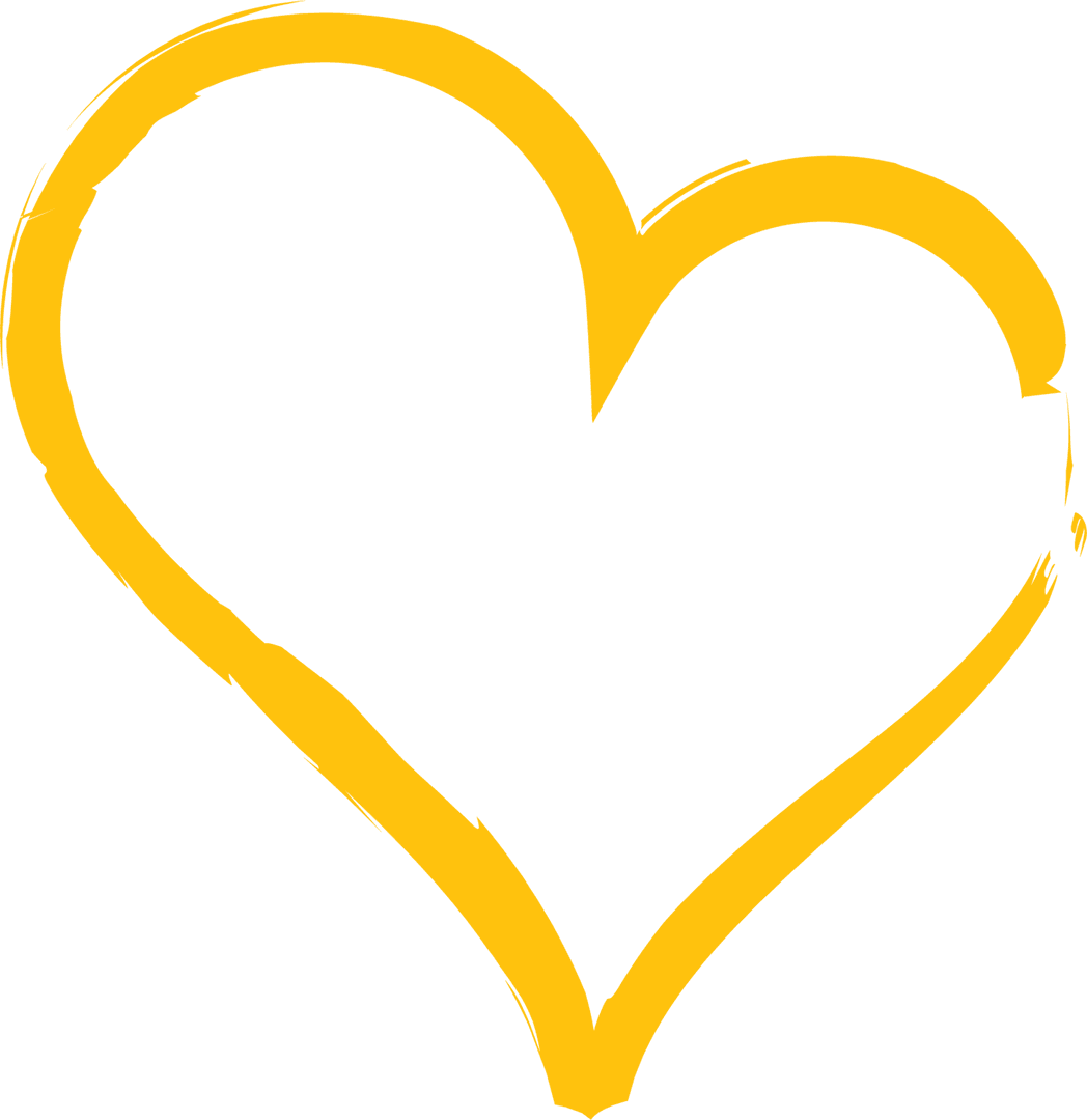 Yellow Transparent Heart Outline on Clear Background
