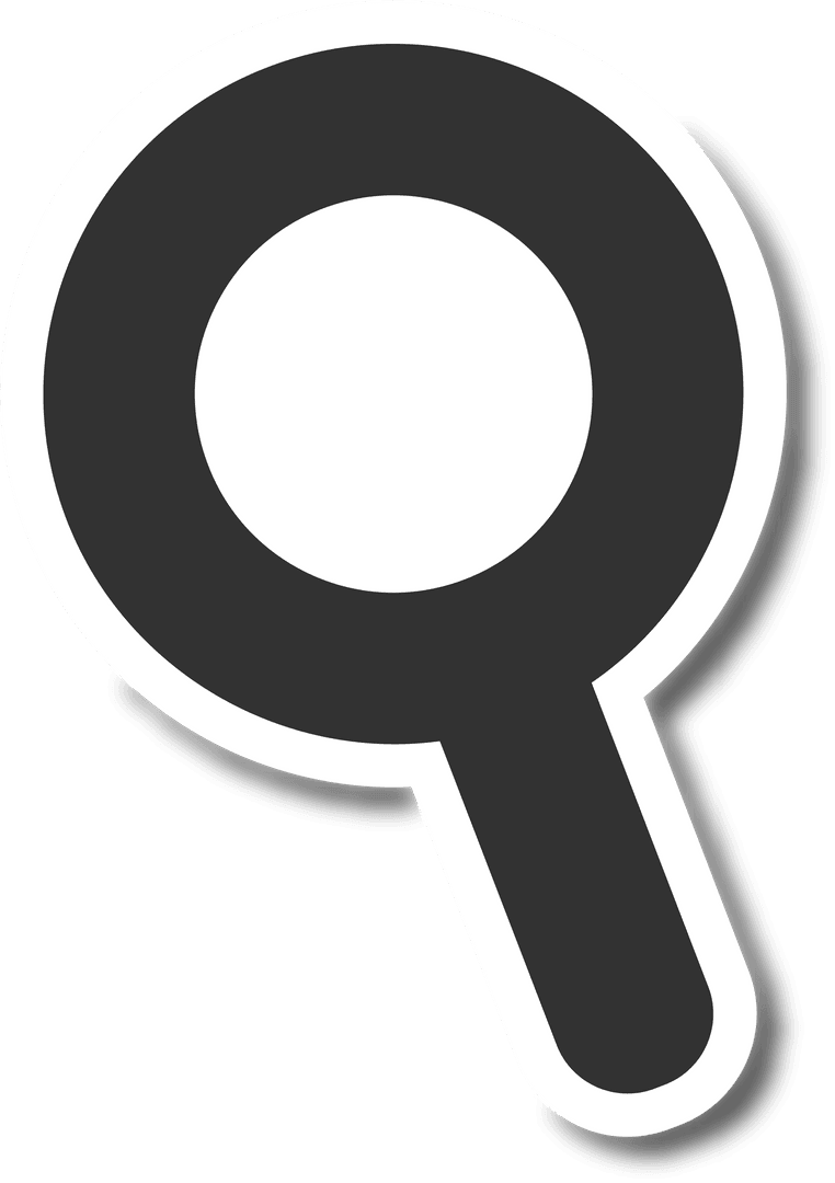 Black Magnifying Glass icon on Transparent Background