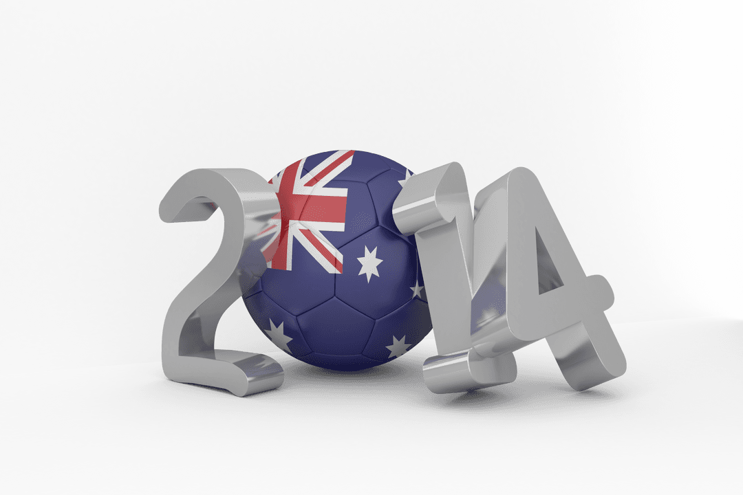 Transparent 2014 with Australian Flag Soccer Ball Illustration