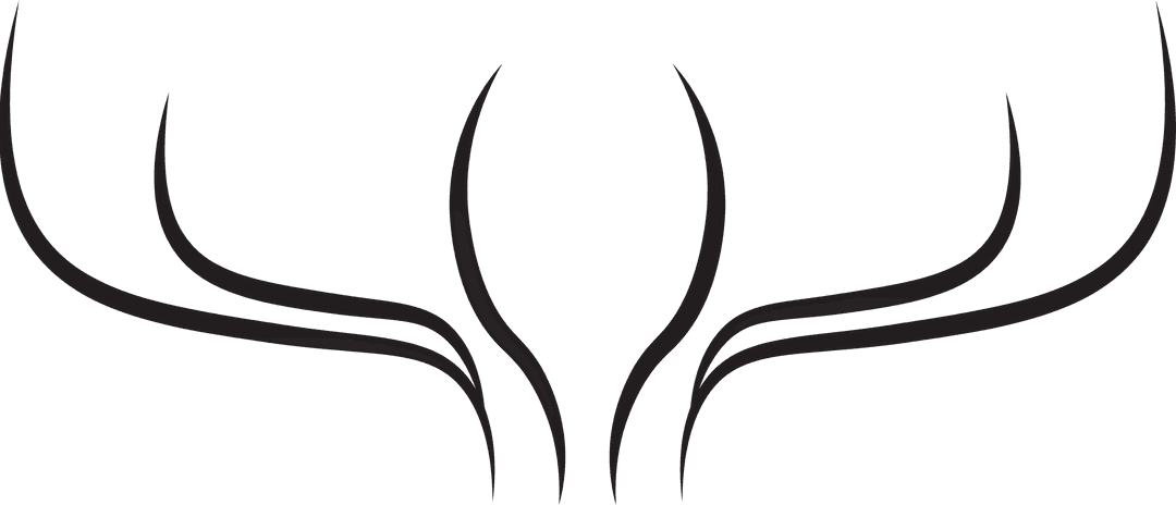 Abstract Curved Antler Design on Transparent Background