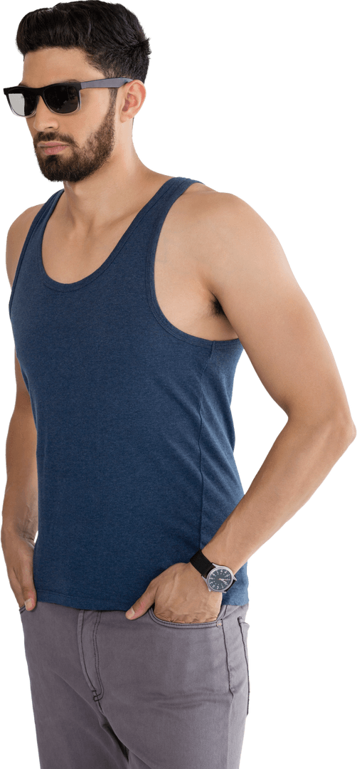 Modern Man in Sunglasses Wearing Stylish Outfit on Transparent Background