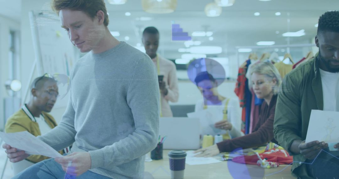 Creative Brainstorming Session in Modern Open-Plan Office