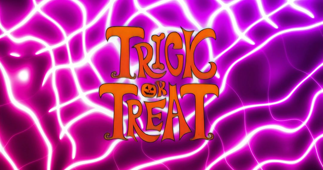 Neon Trick or Treat Text with Jack-o'-Lantern Design