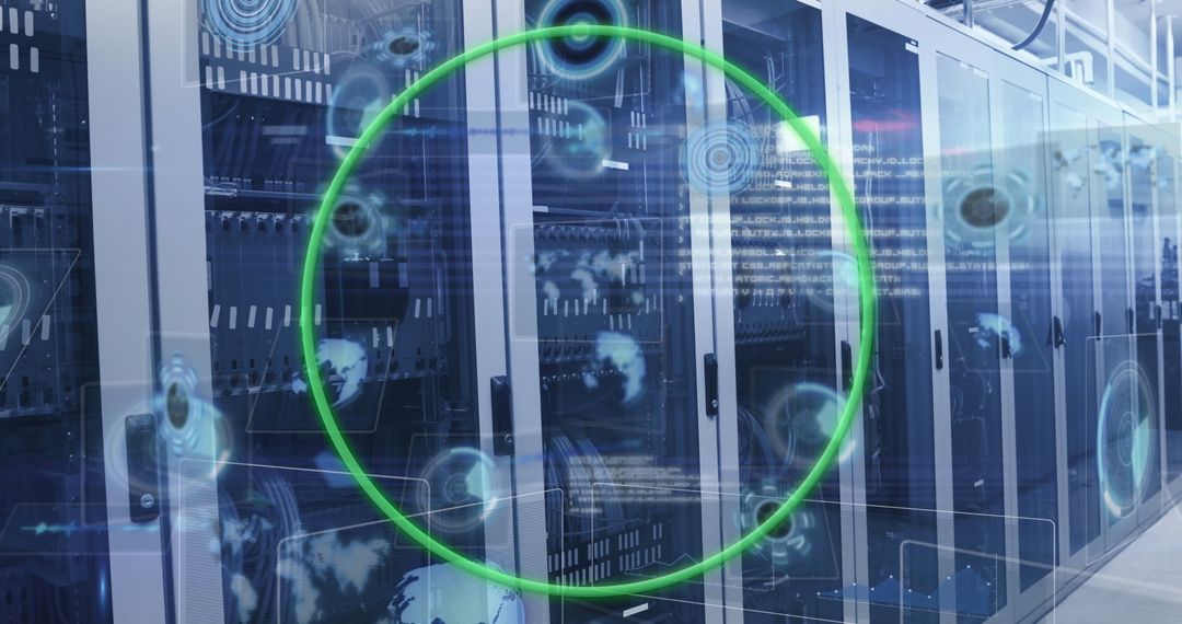 Futuristic Scanning in High-Tech Server Room
