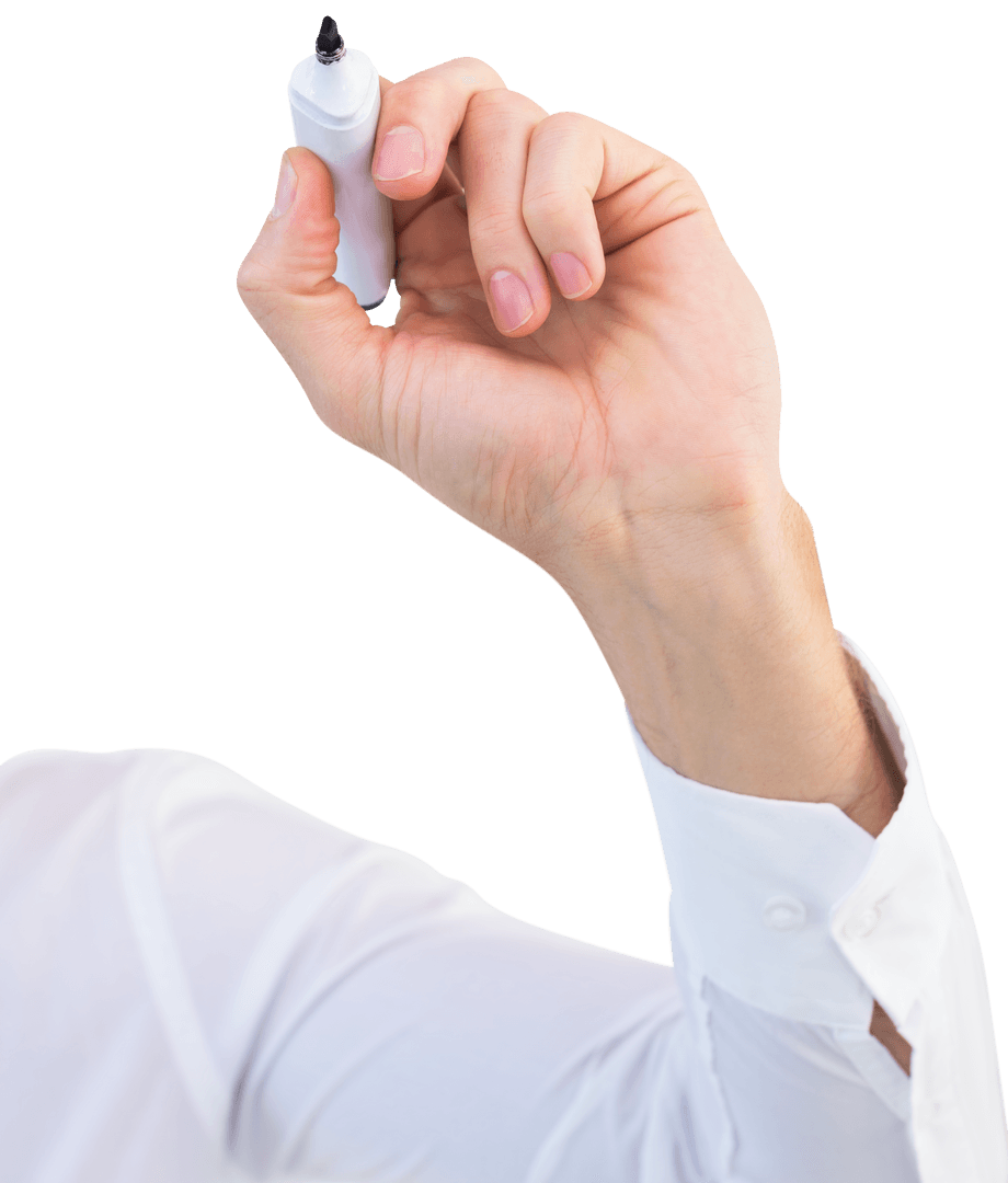 Businessman's Hand Writing with Marker On Transparent Background