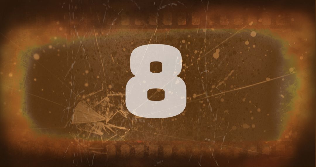 Vintage Number Eight on Weathered Film Background