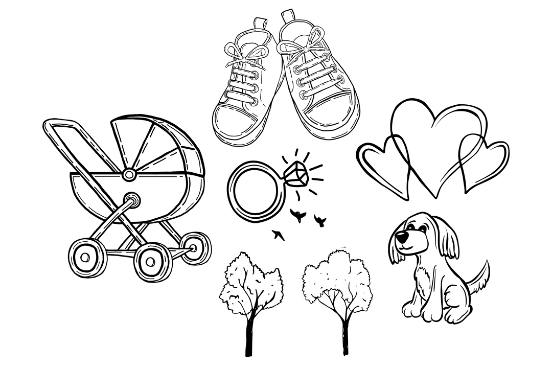 Transparent Family Symbols Exemplifying Parenthood and Childhood