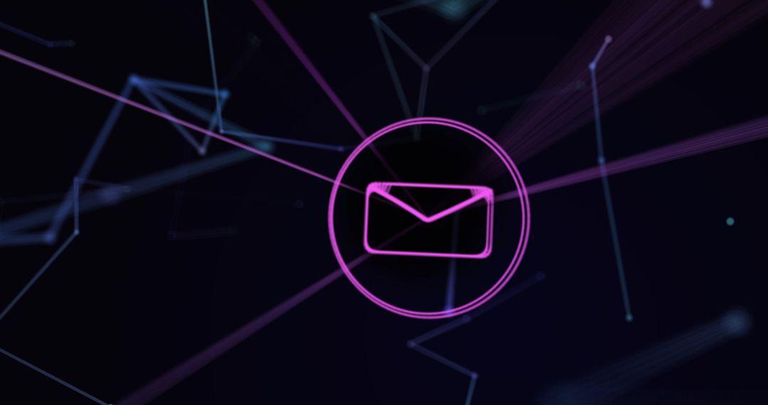 Futuristic Digital Email Icon in Networked Interface