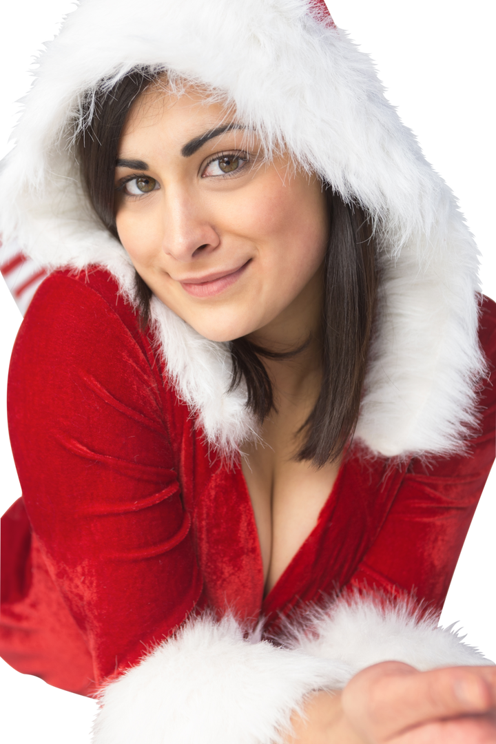 Smiling Ethnic Woman in Christmas Santa Dress on Transparent Background - Download Free Stock Images Pikwizard.com