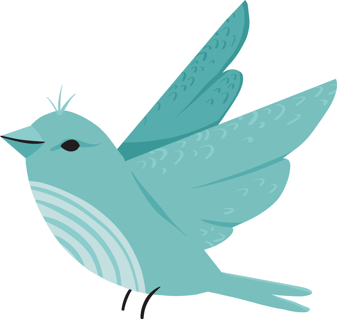 Illustration of Aquamarine Bird on Transparent Background for Nature Concepts