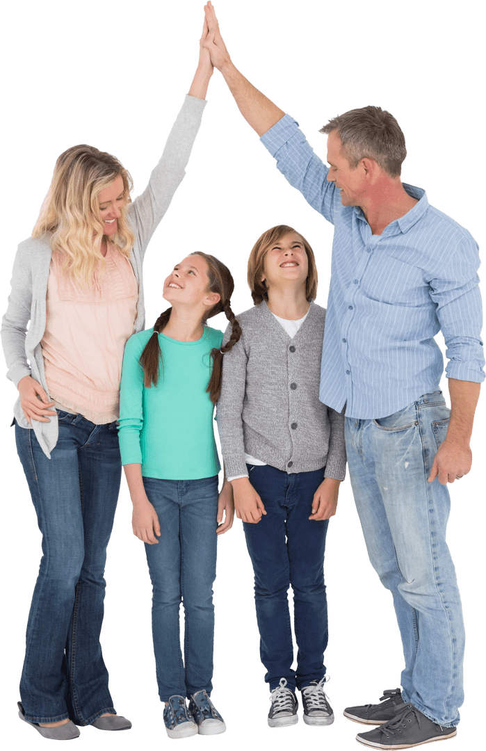 Transparent Family High Five Symbolizing Unity and Joy